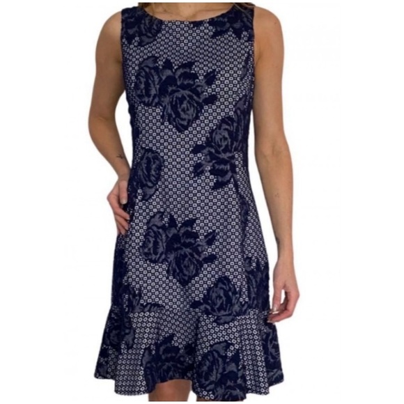 BETSEY JOHNSON FLORAL FIT AND FLARE DRESS - Picture 1 of 15